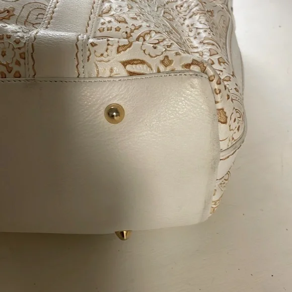 Marino Orlandi large imprinted white brown shoulder bag/ tote - Picture 14 of 16